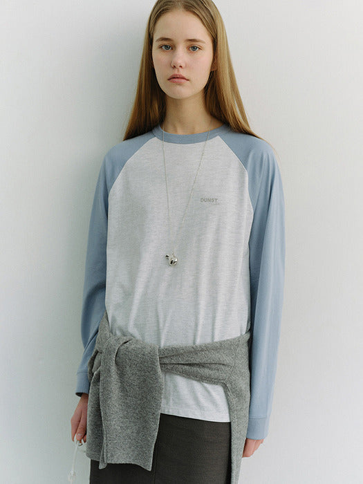 [dunst] UNISEX RAGLAN T-SHIRT SKY BLUE LIGHT MELANGE GREY_UDTS6A116B1