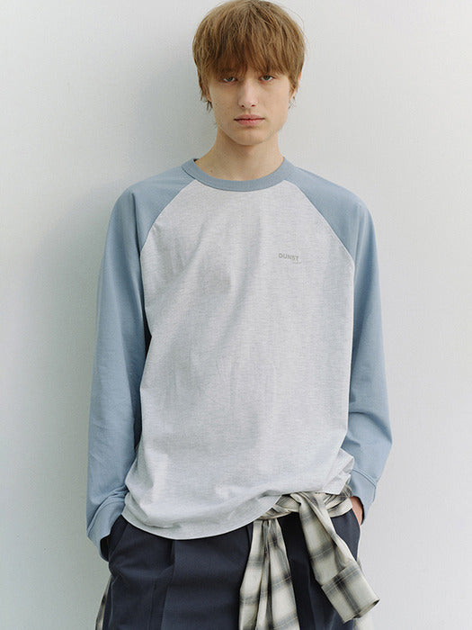[dunst] UNISEX RAGLAN T-SHIRT SKY BLUE LIGHT MELANGE GREY_UDTS6A116B1