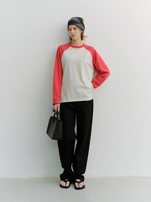 Dunst Unisex Raglan T-Shirt Red Oatmeal Melange