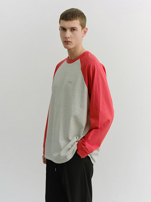 Dunst Unisex Raglan T-Shirt Red Oatmeal Melange