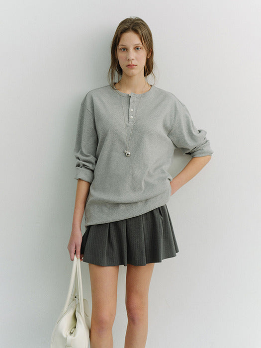 Dunst Unisex Henley-Neck T-Shirt Melange Grey