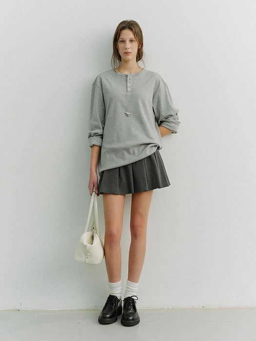 Dunst Unisex Henley-Neck T-Shirt Melange Grey