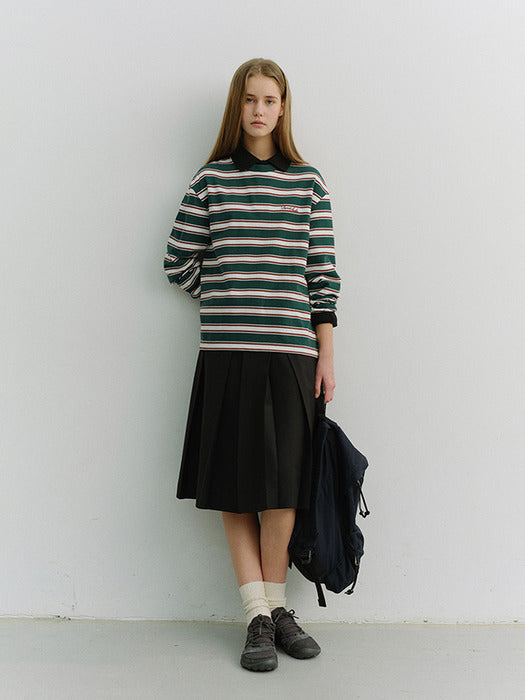 Dunst Unisex Striped T-Shirt Green Stripe