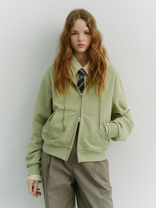 Dunst Unisex Cropped Zip-UP Hoodie Olive