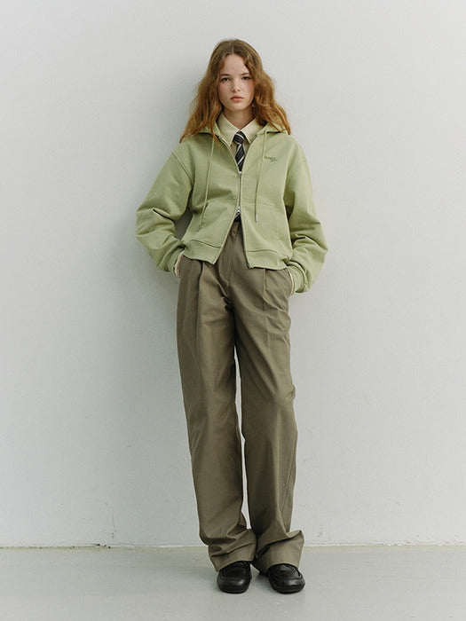 Dunst Unisex Cropped Zip-UP Hoodie Olive