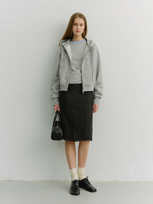 Dunst Unisex Cropped Zip-UP Hoodie Melange Grey