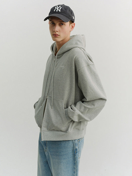 Dunst Unisex Cropped Zip-UP Hoodie Melange Grey