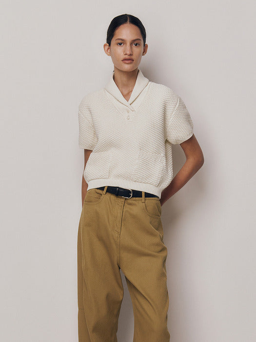 Kindersalmon Verbena Collar Knit Ecru