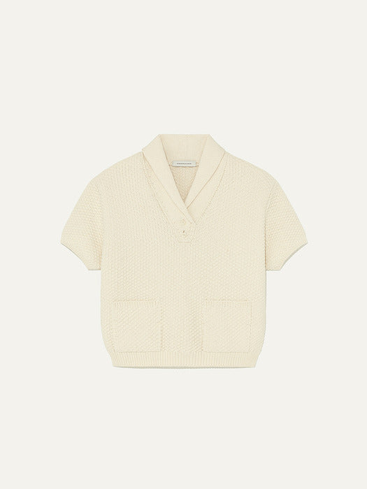 Kindersalmon Verbena Collar Knit Ecru