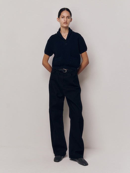 Kindersalmon Verbena Collar Knit Dark Navy
