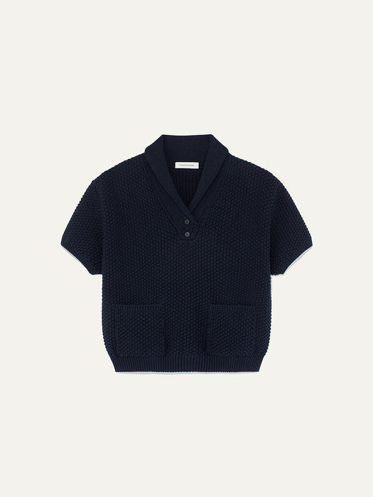 Kindersalmon Verbena Collar Knit Dark Navy