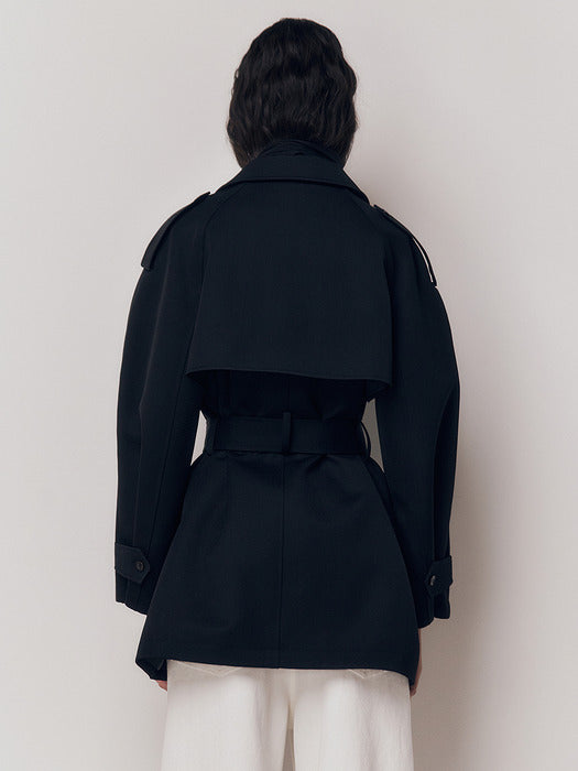 Kindersalmon Lien Half Trench Coat Black