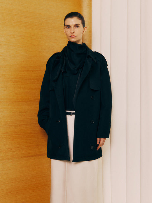 Kindersalmon Lien Half Trench Coat Black