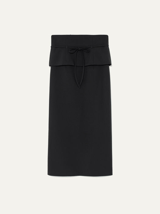 Kindersalmon Obi Layered Skirt Dark Navy