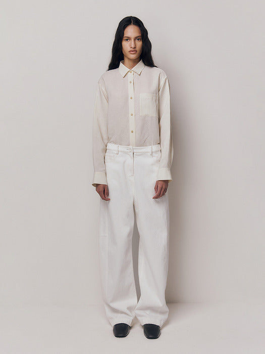 [Kindersalmon] Lay Linen Shirt Ecru