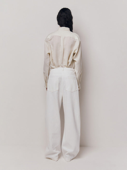 [Kindersalmon] Lay Linen Shirt Ecru