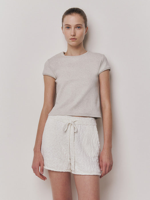 Kindersalmon Crop Jersey Top Pale Gray