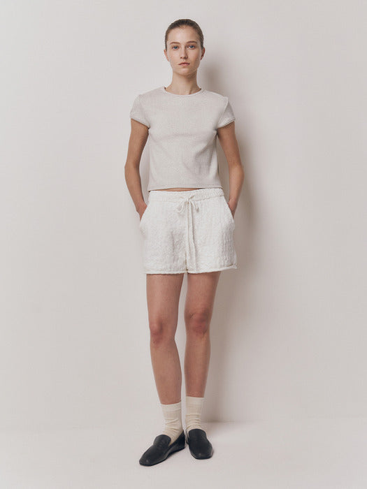 Kindersalmon Crop Jersey Top Pale Gray