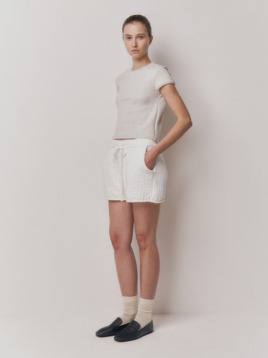 Kindersalmon Crop Jersey Top Pale Gray
