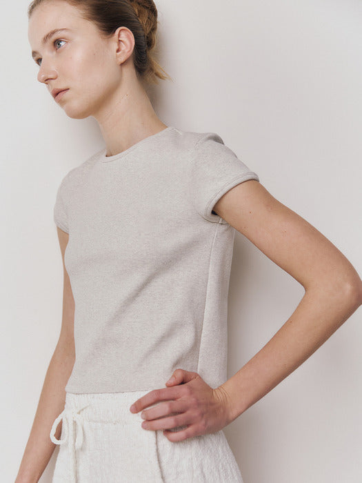 Kindersalmon Crop Jersey Top Pale Gray