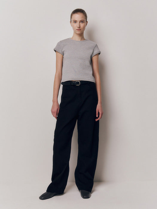 Kindersalmon Crop Jersey Top Gray Melange