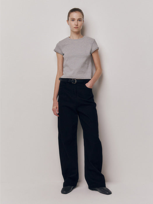 Kindersalmon Crop Jersey Top Gray Melange