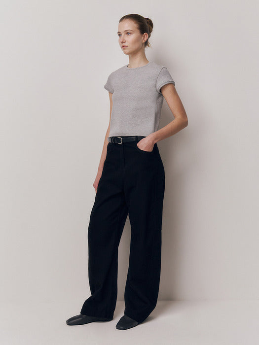 Kindersalmon Crop Jersey Top Gray Melange