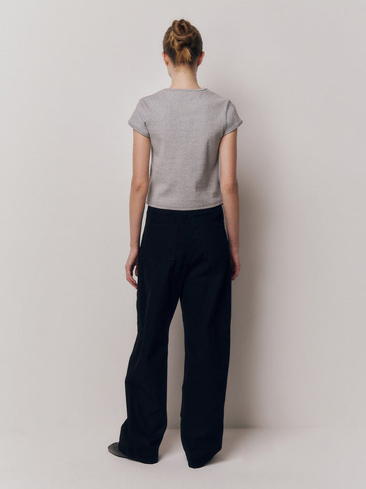 Kindersalmon Crop Jersey Top Gray Melange