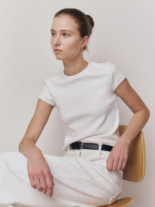 Kindersalmon Crop Jersey Top White