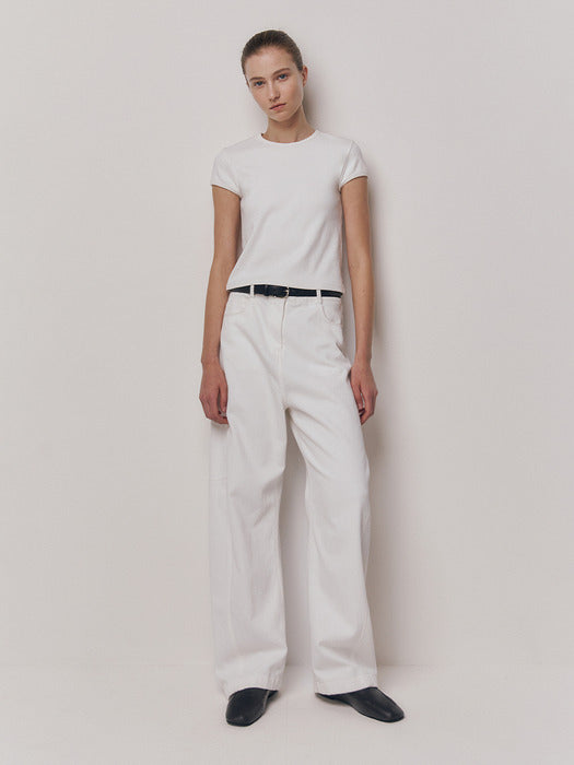Kindersalmon Crop Jersey Top White