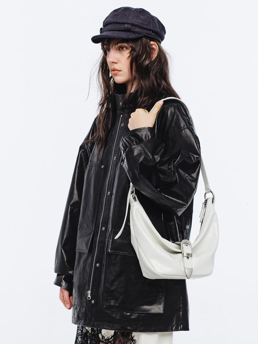 Margesherwood Belted Hobo Medium off white cracked