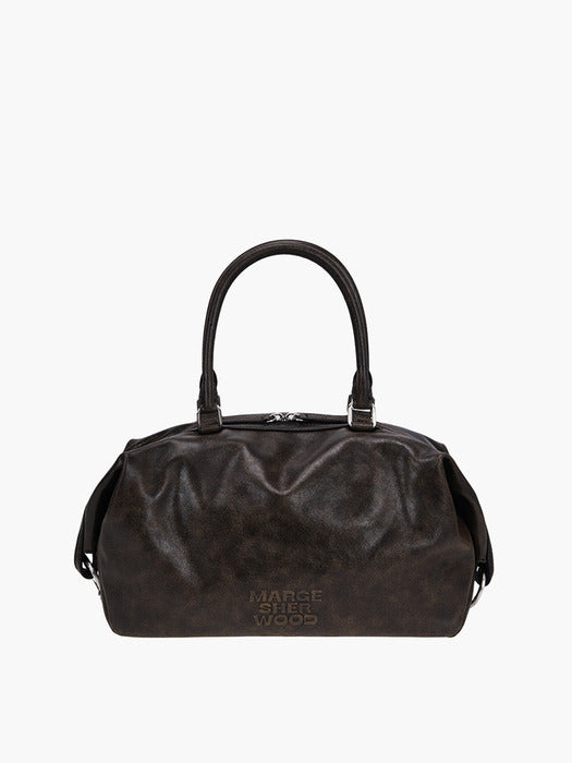 Margesherwood Dumpling Tote brown+black two-tone cracked