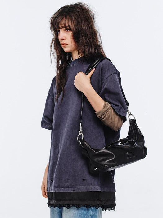 Margesherwood Dumpling EW Tote black washed nappa