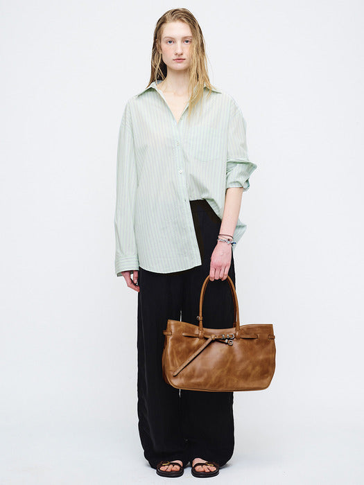 Margesherwood Grandma Used Bag Large saddle brown pull-up