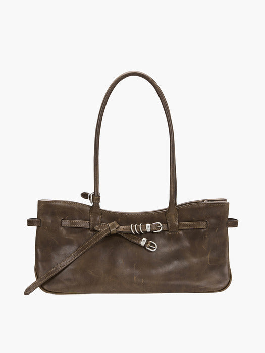 Margesherwood Grandma Used Shoulder Bag washed brown pull-up