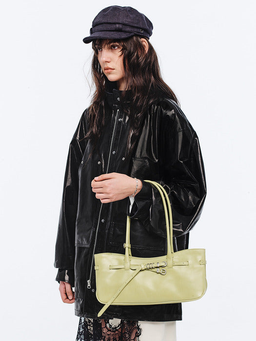 Margesherwood Grandma Used Shoulder Bag avocado pull-up