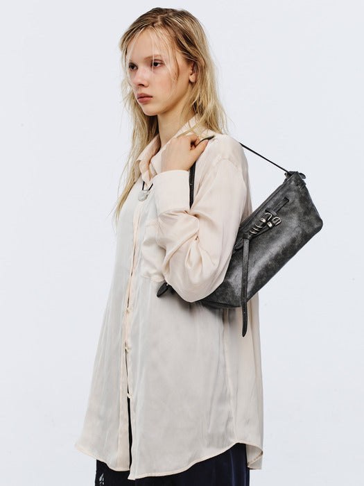 Margesherwood Grandma Used Sling Bag white+grey two-tone cracked
