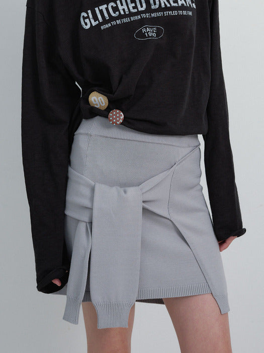 Raive Tied Layered Knit Skirt