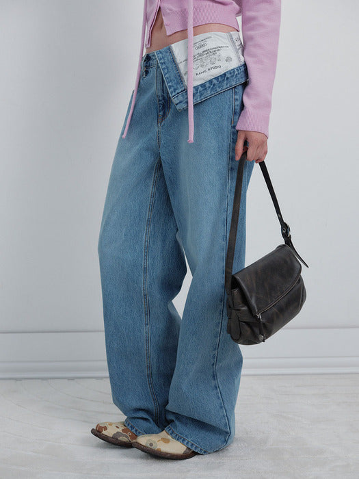 Raive Folded Waist Denim Pants