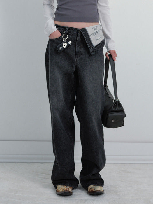 Raive Folded Waist Denim Pants