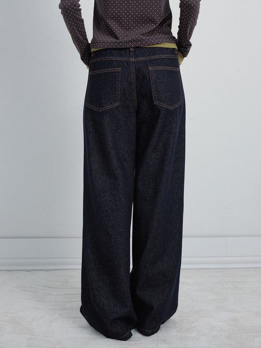 Raive Indigo Wide Denim Pants in Indigo Blue