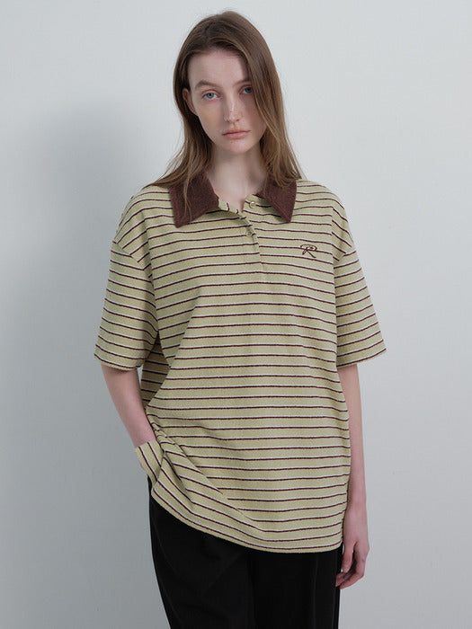 [raive] Terry Stripe Collared T-Shirts VW6SE344_2color