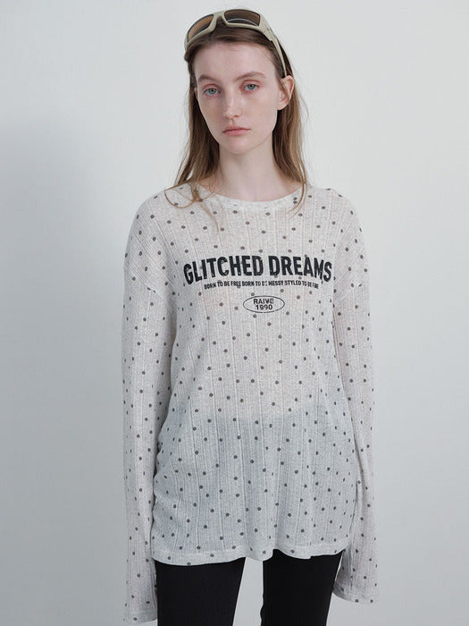 Raive Dot Glitched Dreams Long Sleeve T-shirts in L/Grey
