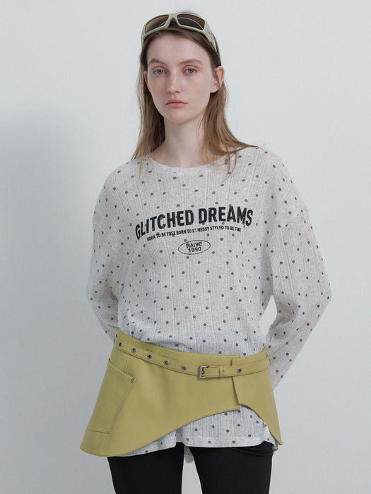 Raive Dot Glitched Dreams Long Sleeve T-shirts in L/Grey