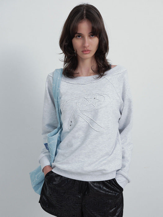 Raive Off-shoulder Applique Sweatshirt