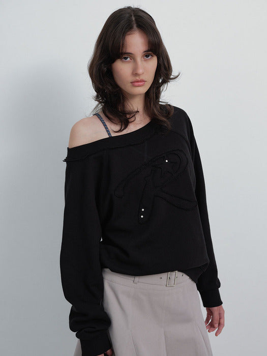 Raive Off-shoulder Applique Sweatshirt
