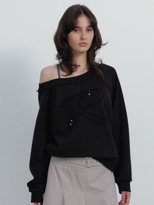 Raive Off-shoulder Applique Sweatshirt