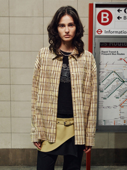 Raive Oversized Check Texture Shirts