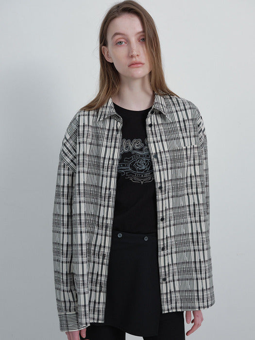Raive Oversized Check Texture Shirts