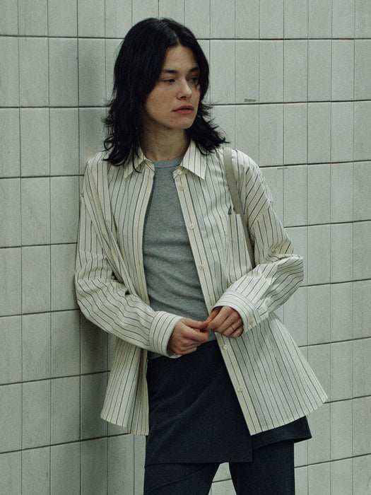 [raive] Oversized Stripe Shirts VW6SB217_2color